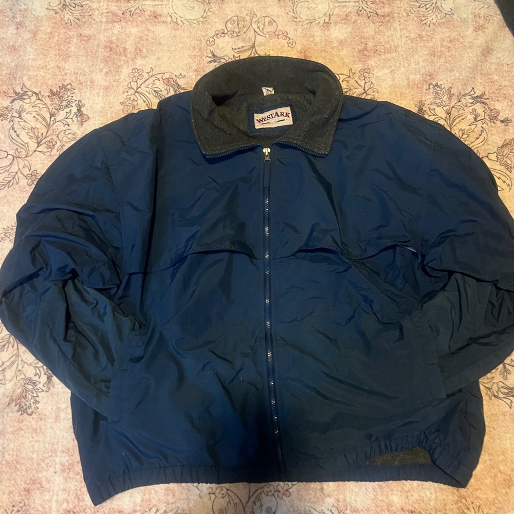 Blue Windbreaker with Relaxed Fit and Elastic Cuffs